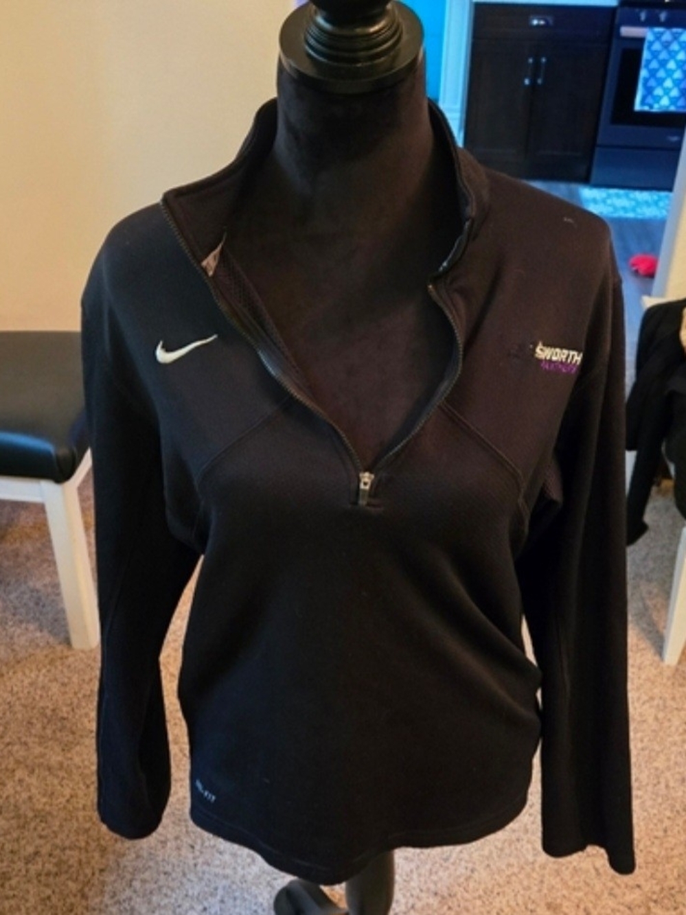 Nike Running Dri Fit Element 1/2 Zip Pullover Women's Medium Black Custom Logo